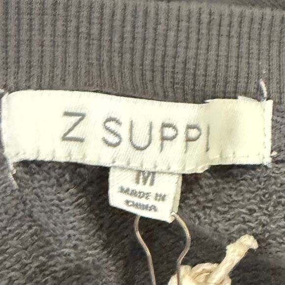 Z Supply Long Sleeve Dress M Gray Henley Ruffle Modest Minimalist Casual NWT - Picture 4 of 6